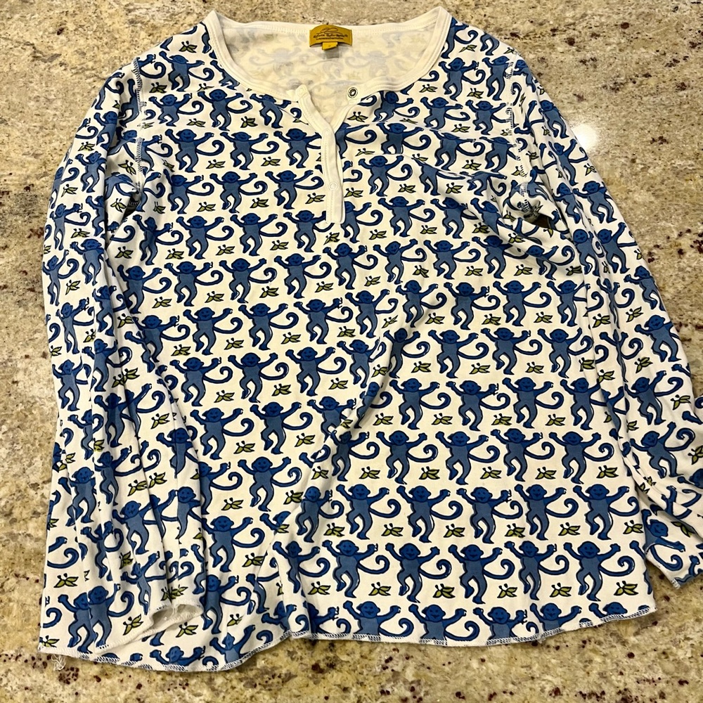 Roller Rabbit blue monkey pajama set